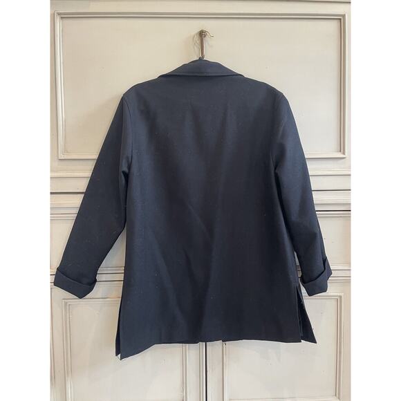 Women’s Requirements Black Wool Open Front Coat Size 10 Mid Length Collared READ - Picture 6 of 7